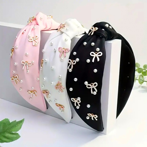 Accessories - Elegant Pearl and Bow Headband - Choice of color